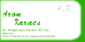 aron karacs business card